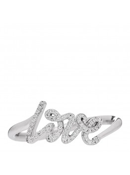 18K White Gold Diamond Paloma's Graffiti Love Ring 53 6.5