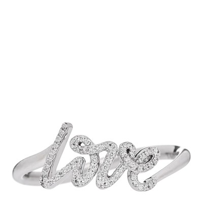 18K White Gold Diamond Paloma's Graffiti Love Ring 53 6.5