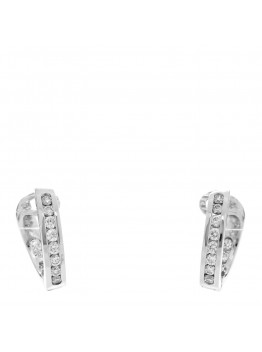 Platinum Diamond .78ctw Hoop Earrings