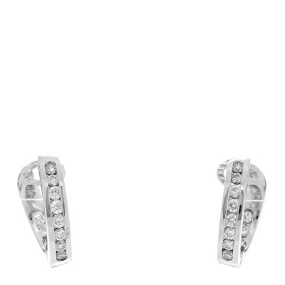 Platinum Diamond .78ctw Hoop Earrings