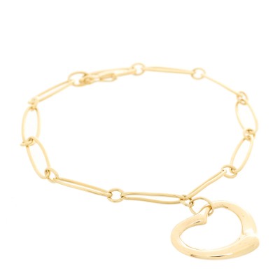 18K Yellow Gold Elsa Peretti Open Heart Link Bracelet