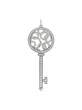 Platinum Diamond Bubbles Key Pendant