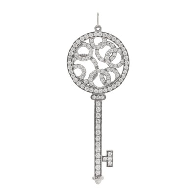 Platinum Diamond Bubbles Key Pendant