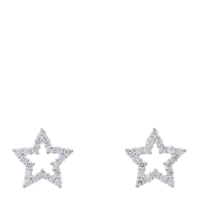 Platinum Diamond Star Earrings