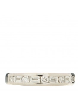 Platinum Round Baguette Diamond 3mm Channel-Set Eternity Band Ring 48 4.5