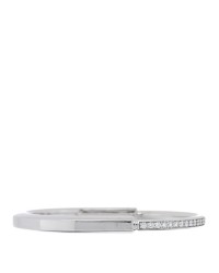 18K White Gold Diamond Tiffany Lock Half Pave Bangle Bracelet