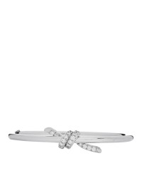 18K White Gold Diamond Knot Wire Bangle Bracelet