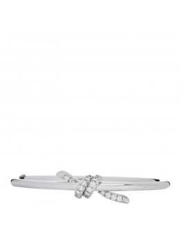 18K White Gold Diamond Knot Wire Bangle Bracelet