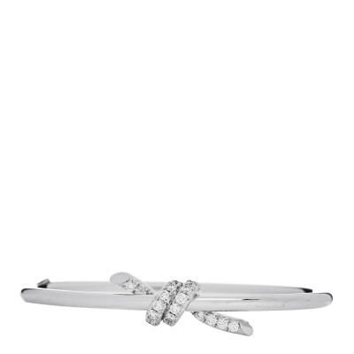 18K White Gold Diamond Knot Wire Bangle Bracelet