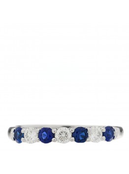 Platinum Diamond Blue Sapphire Embrace Half Circle Ring 65 11