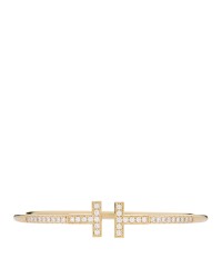 18K Yellow Gold Diamond T Wire Pave Bracelet