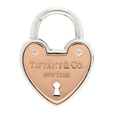 18K Rose Gold Sterling Silver Lock Heart Charm