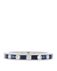 Platinum Diamond Blue Sapphire Eternity Band Ring 54 6.75