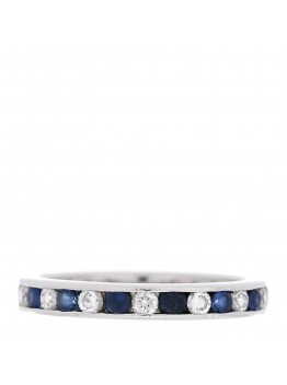 Platinum Diamond Blue Sapphire Eternity Band Ring 54 6.75