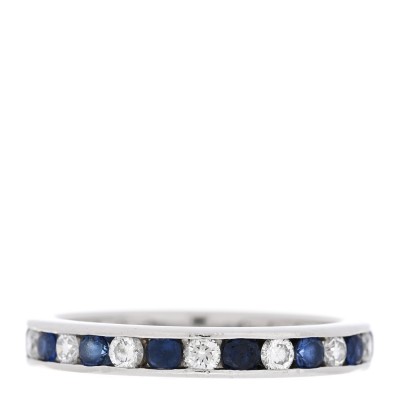 Platinum Diamond Blue Sapphire Eternity Band Ring 54 6.75