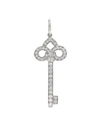 Platinum Diamond .12ct Fleur De Lis Key Pendant