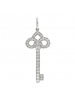 Platinum Diamond .12ct Fleur De Lis Key Pendant
