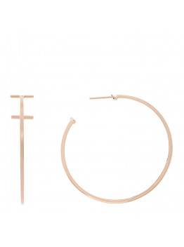 18K Rose Gold Extra Large T Wire Hoop Earrings