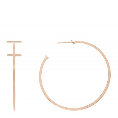 18K Rose Gold Extra Large T Wire Hoop Earrings