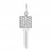 18K White Gold Diamond Mini Modern Keys Square Key Pendant