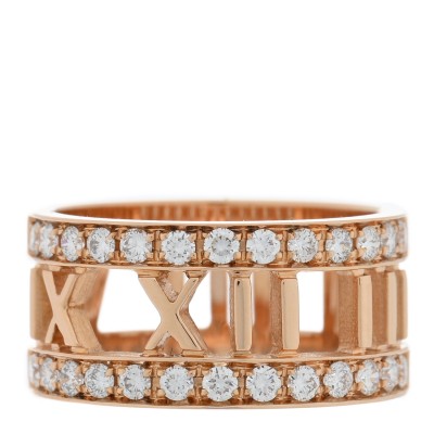 18K Rose Gold Diamond Wide Atlas Open Ring 48 4.5