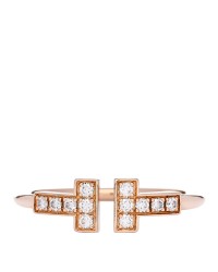 18K Rose Gold Diamond T Wire Ring 52 6
