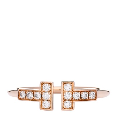 18K Rose Gold Diamond T Wire Ring 52 6