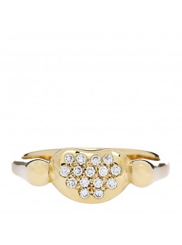 18K Yellow Gold Diamond Elsa Peretti Bean Wire Ring 47 4.25