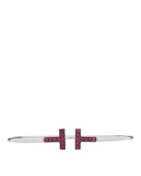 18K White Gold Ruby T Wire Bracelet
