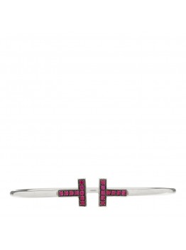 18K White Gold Ruby T Wire Bracelet