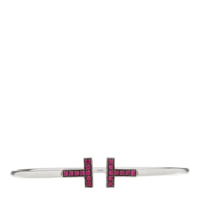 18K White Gold Ruby T Wire Bracelet