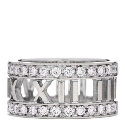 18K White Gold Diamond Wide Atlas Open Ring 50 5.5
