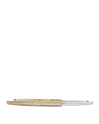 18K Yellow White Gold Diamond Narrow Tiffany Lock Half Pave Bangle Bracelet