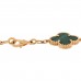 18K Yellow Gold Malachite 5 Motifs Vintage Alhambra Bracelet