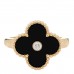 18K Yellow Gold Black Onyx Diamond Vintage Alhambra Ring 52 6