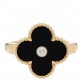 18K Yellow Gold Black Onyx Diamond Vintage Alhambra Ring 52 6