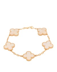 18K Yellow Gold Mother of Pearl 5 Motifs Vintage Alhambra Bracelet