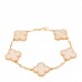 18K Yellow Gold Mother of Pearl 5 Motifs Vintage Alhambra Bracelet
