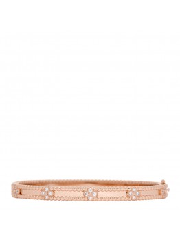 18K Rose Gold Diamond Perlee Sweet Clovers Bracelet L