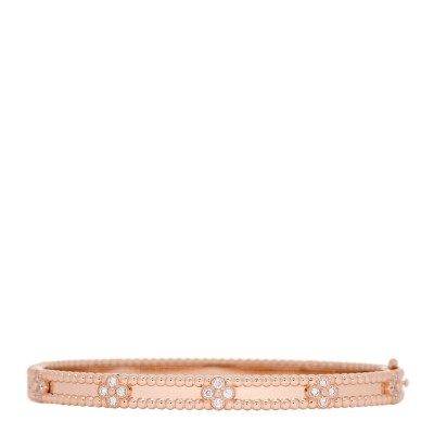 18K Rose Gold Diamond Perlee Sweet Clovers Bracelet L