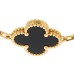 18K Yellow Gold Black Onyx 5 Motifs Vintage Alhambra Bracelet