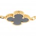 18K Yellow Gold Black Onyx 5 Motifs Vintage Alhambra Bracelet