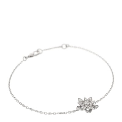 18K White Gold Diamond Mini Lotus Openwork Bracelet