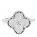 18K White Gold Diamond Mother of Pearl Vintage Alhambra Ring 53 6.5