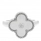 18K White Gold Diamond Mother of Pearl Vintage Alhambra Ring 53 6.5