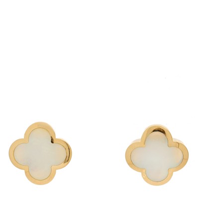 18K Yellow Gold Mother of Pearl Pure Alhambra Earrings