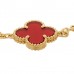 18K Yellow Gold Carnelian 5 Motifs Vintage Alhambra Bracelet