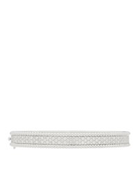 18K White Gold Diamond Perlee 3-Row Bangle Bracelet L