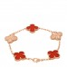 18K Rose Gold Carnelian 5 Motifs Guilloche Vintage Alhambra Bracelet