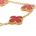 18K Yellow Gold Carnelian 5 Motifs Vintage Alhambra Bracelet